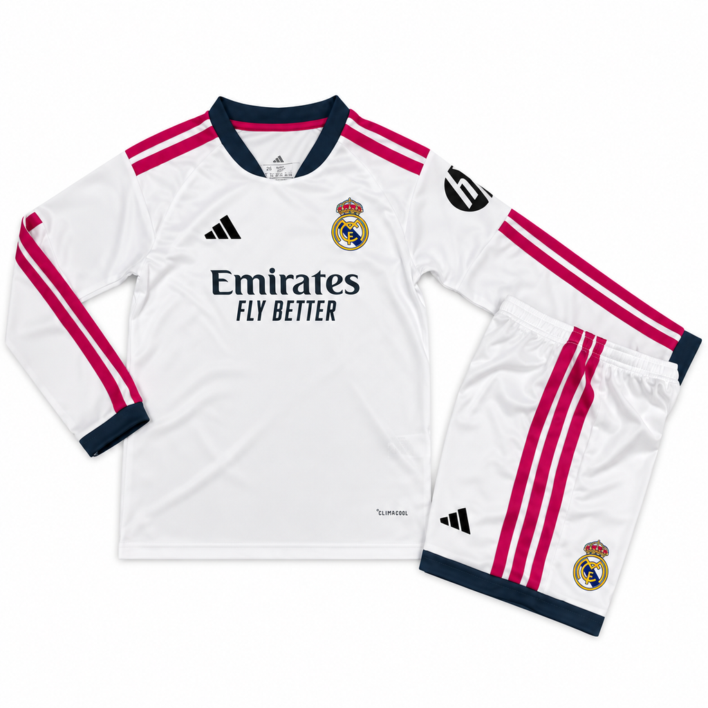 Conjunto Infantil Real Madrid 2026/27 - 1ª Equipación Manga Larga