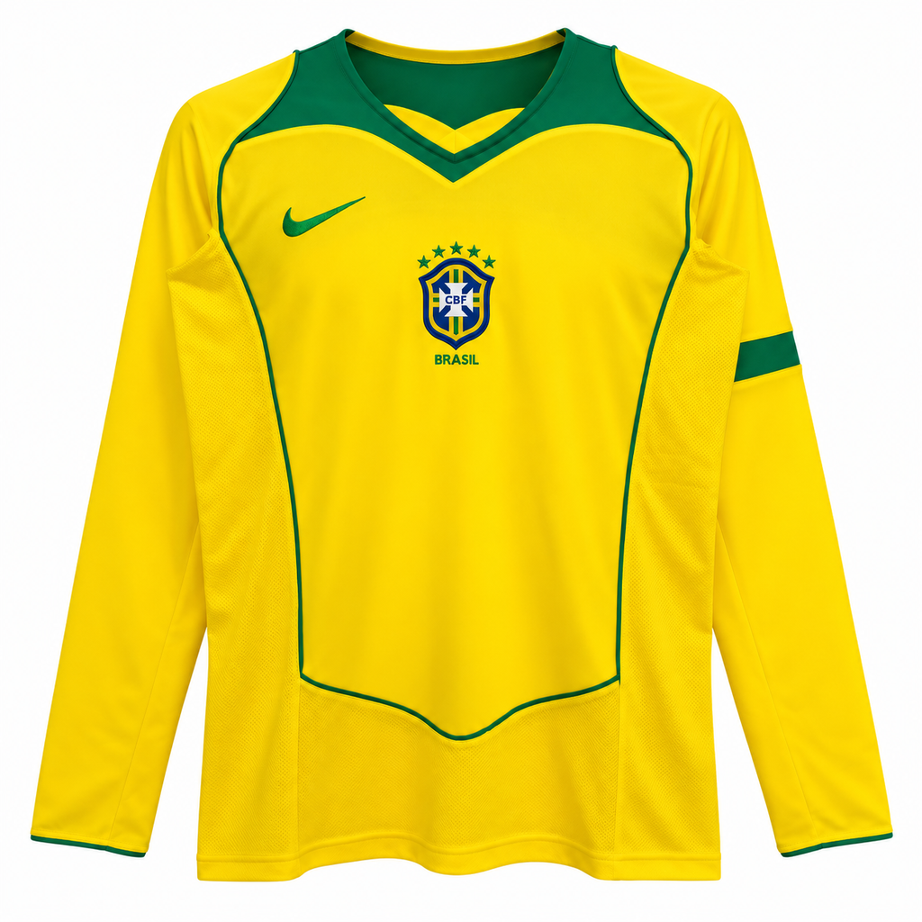 Camiseta Retro Brasil 2004 - 1ª Equipación Manga Larga