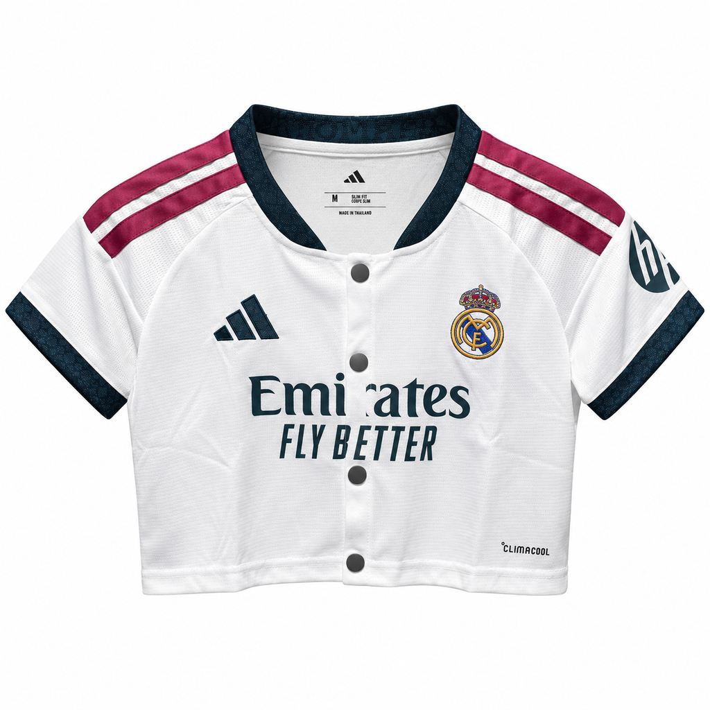 Crop Top Mujer Real Madrid 2026/27 - 1ª Equipación (Con Botones) - Frontal