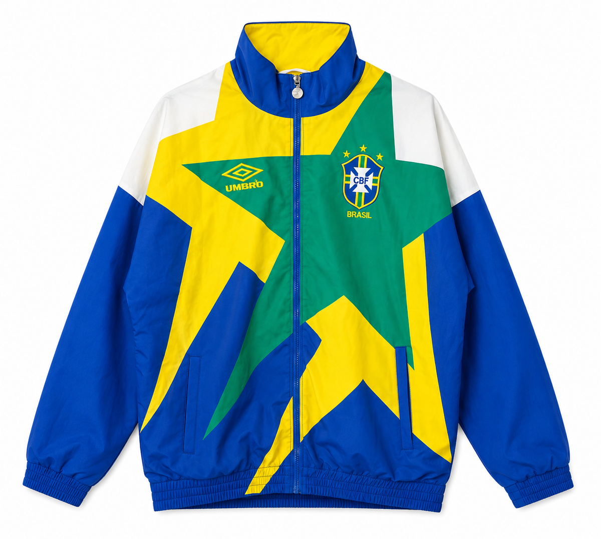 Cortavientos Retro Brasil - Azul/Amarillo/Verde