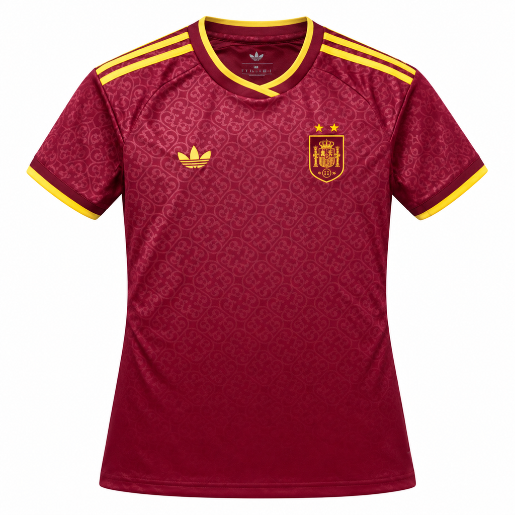 Camiseta Mujer España - Edición Especial Granate (2 Estrellas), frontal
