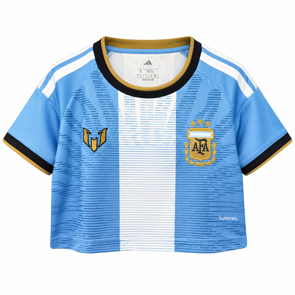 Crop Top Mujer Argentina - Edición Especial Messi (Celeste) - Frontal