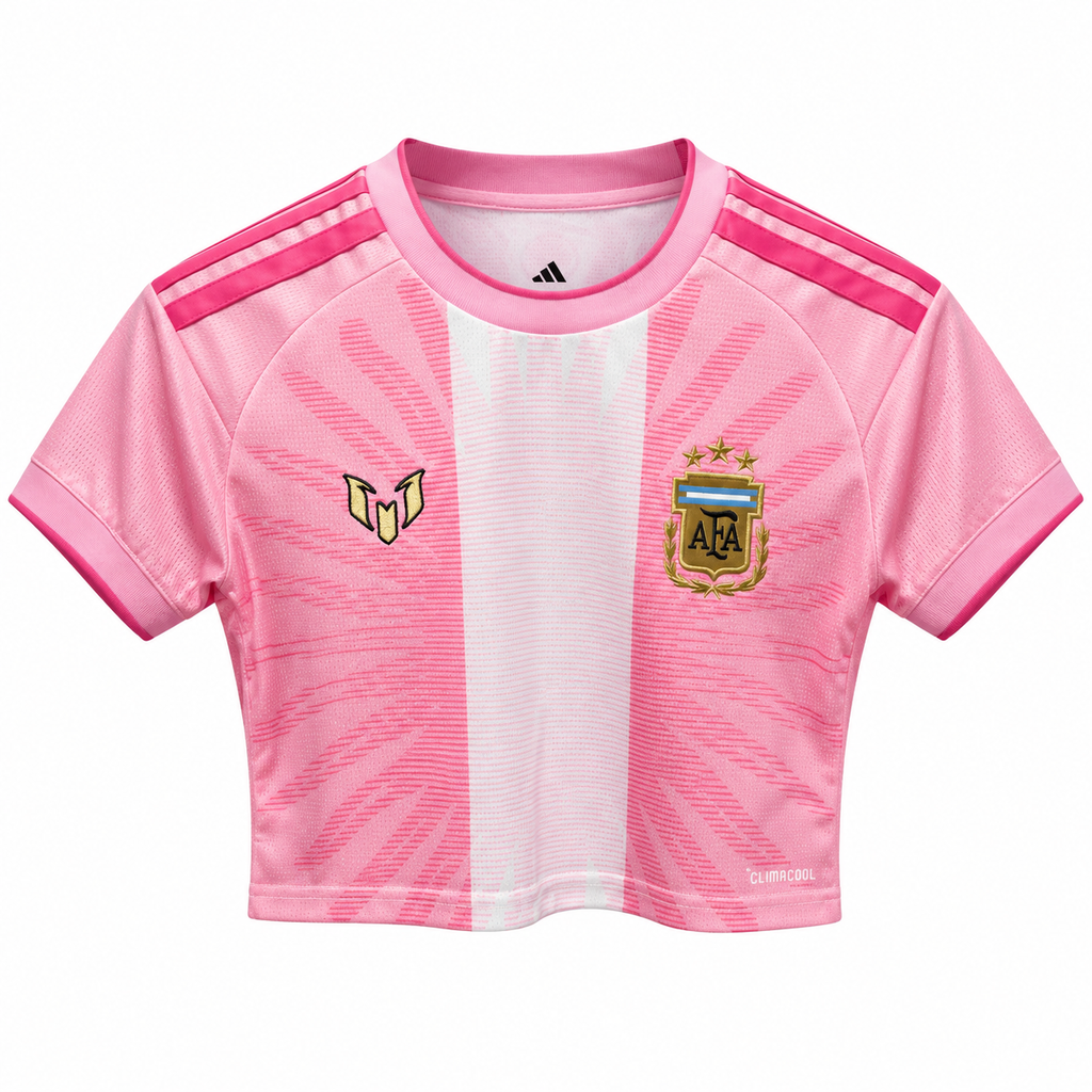 Crop Top Mujer Argentina - Edición Especial Messi (Rosa) - Frontal
